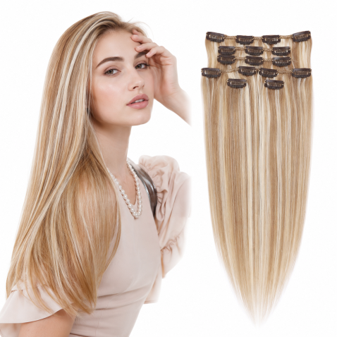 Clip in vlasy 55 cm lidské – Remy 70 g - odstín 27/613