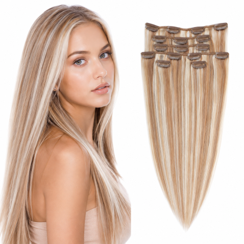 Clip in vlasy 55 cm lidské – Remy 70 g - odstín P18/613