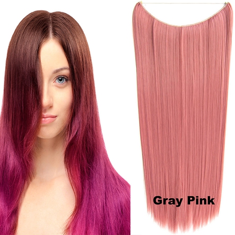 Flip in vlasy - 60 cm dlouhý pás vlasů - odstín Gray Pink